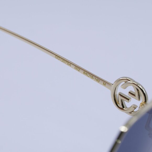 Gucci GG1207SA 002 Sunglasses Gold Square Frame, Grey Lenses main image 7